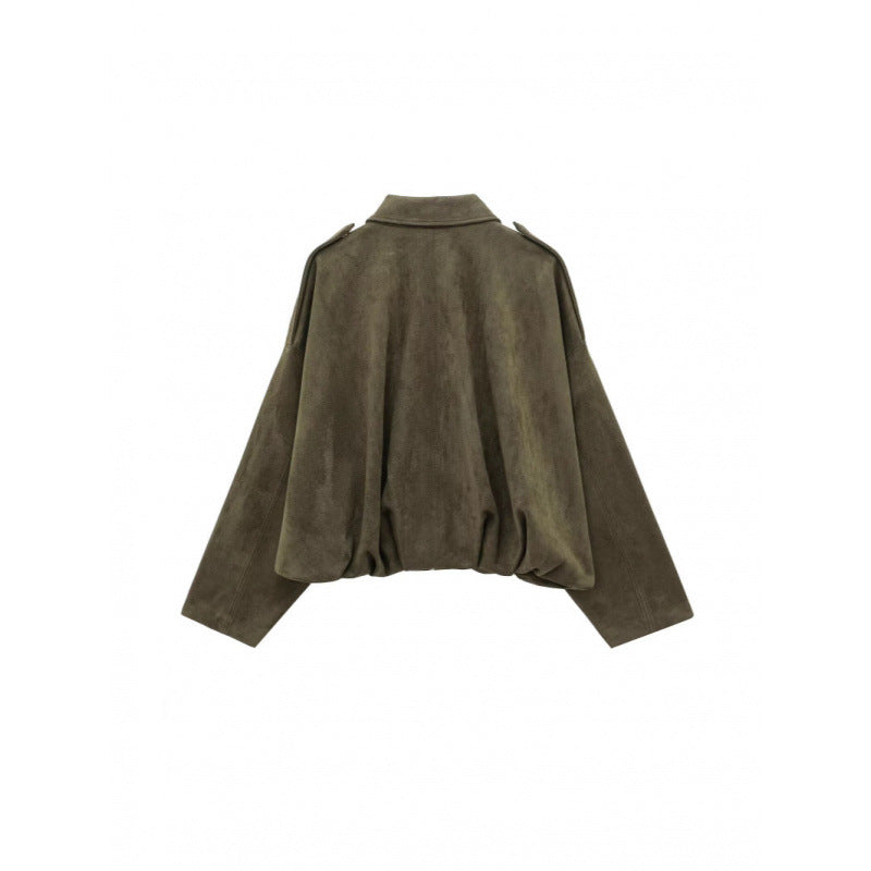 Damen modische Oversize-Jacke mit verstecktem Bund und Schulterdetails R&B