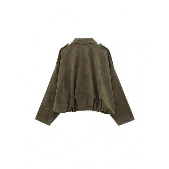 Damen modische Oversize-Jacke mit verstecktem Bund und Schulterdetails R&B