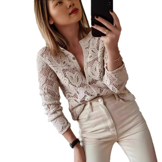 Damen Strickbluse mit filigranem Muster R&B
