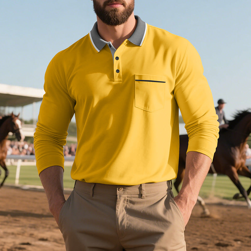 Herren Poloshirt mit trendigem Design und bequemen langen Ärmeln R&B