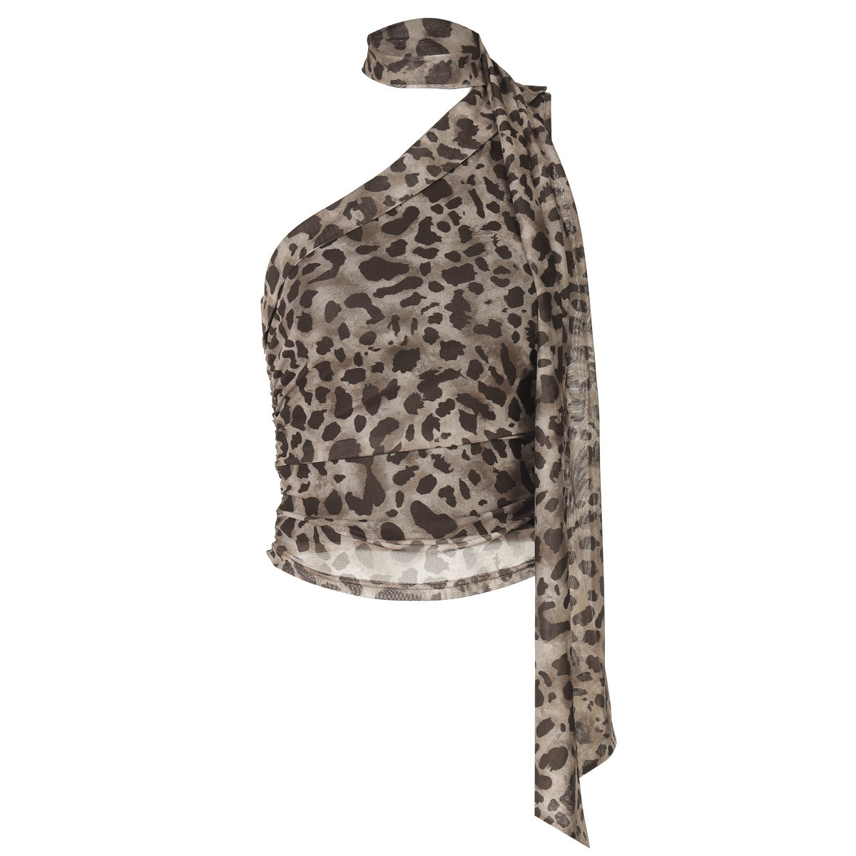 Damen Oberteil mit asymmetrischem Schnitt und stilvollem Leopardenmuster R&B
