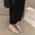 Damen Ballerinas mit funkelnder Metallic-Oberfläche und zartem Schleifendesign R&B
