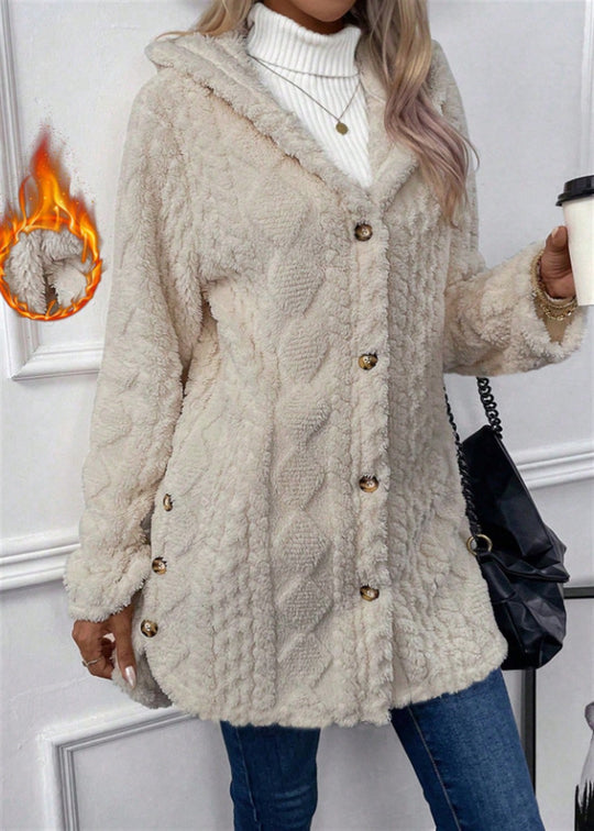 Damen Kuschelige Teddyjacke mit Knopfverschluss R&B