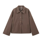 Damen modische Oversized-Winterjacke mit Knopfleiste und praktischen Taschen R&B