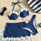 Damen Bikini mit femininem Blumenapplikationen R&B