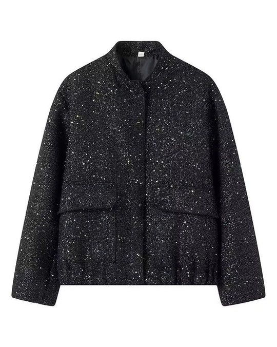 R&B | Gold Pailletten Stehkragenjacke