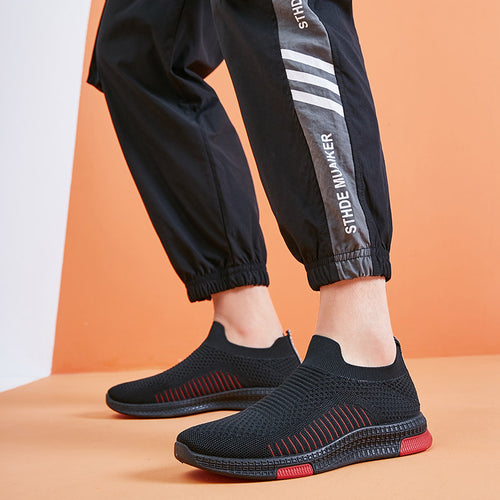 Damen Komfortable Slip-On Sneakers mit atmungsaktiver Strickoberfläche R&B