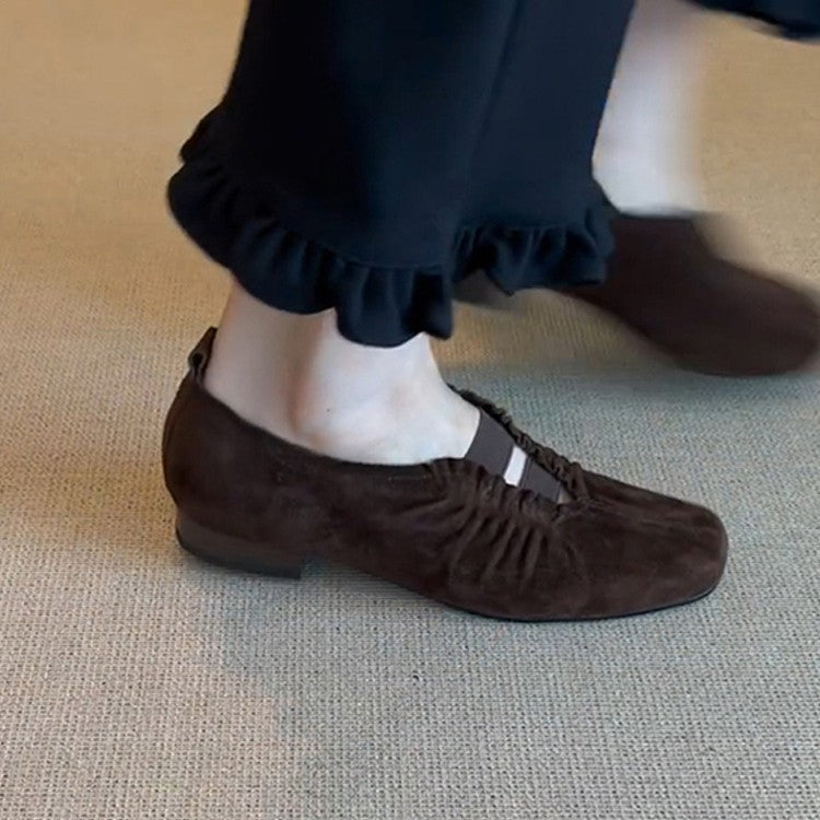 Damen Mokassins mit elastischen Riemen und raffiniertem Falten-Design R&B