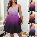 Damen ärmelloses Sommerkleid mit großzügigem V-Ausschnitt und trendigem Farbverlauf R&B