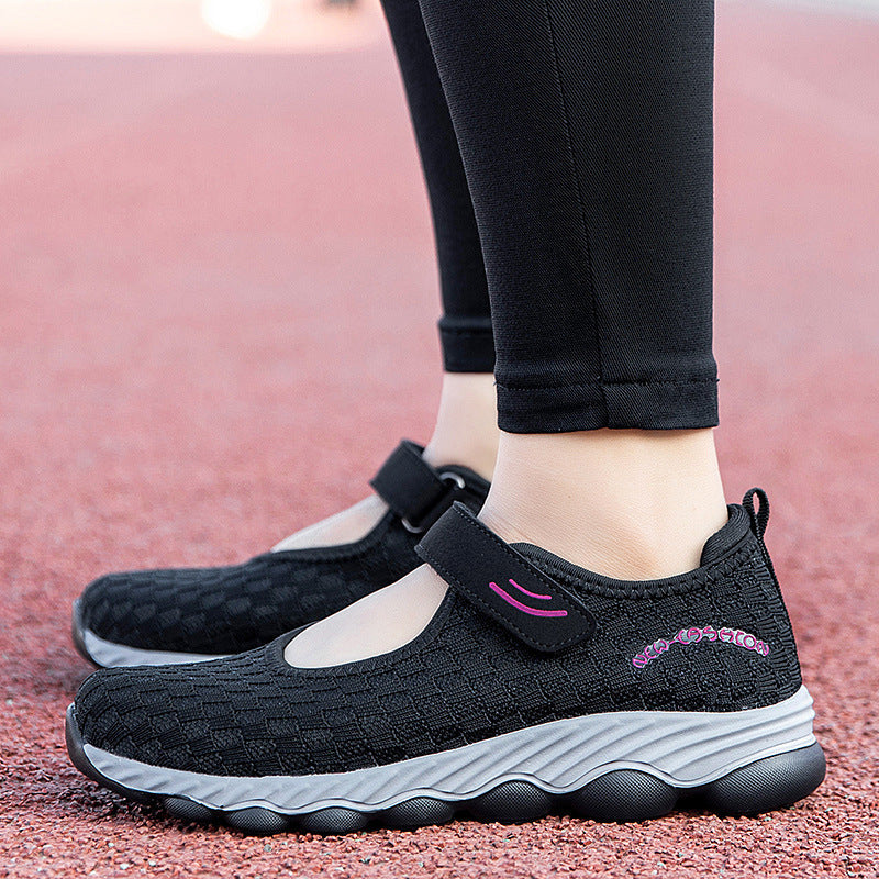Damen Komfortable Slip-On Freizeitschuhe mit Klettverschluss R&B