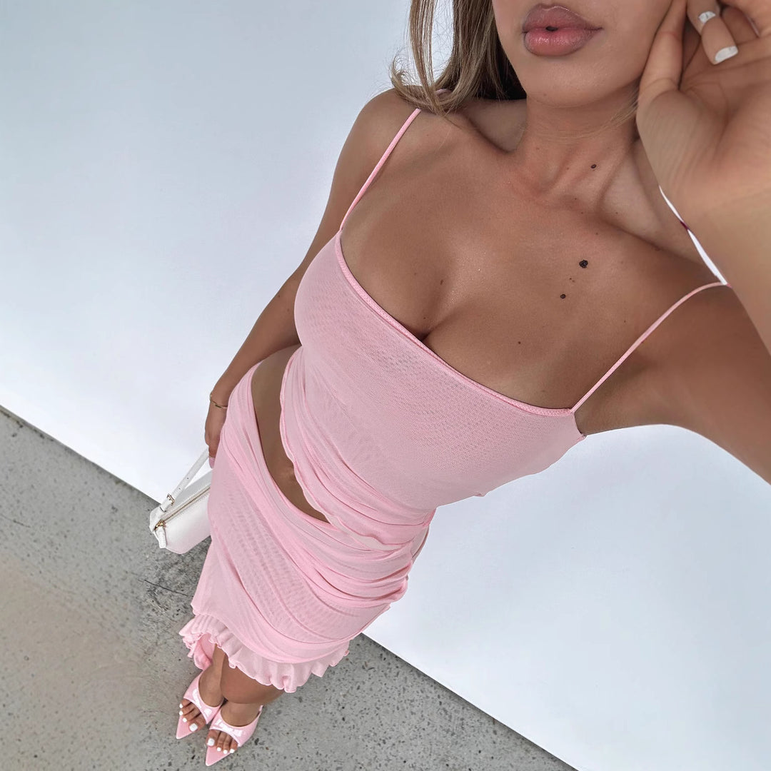 Damen Maxi-Rock mit asymmetrischem Schnitt und zarten Rüschendetails R&B