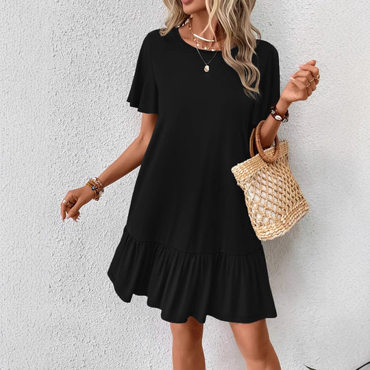 Damen Freizeitkleid mit voluminösen Rüschen und lässigen Ärmeln R&B