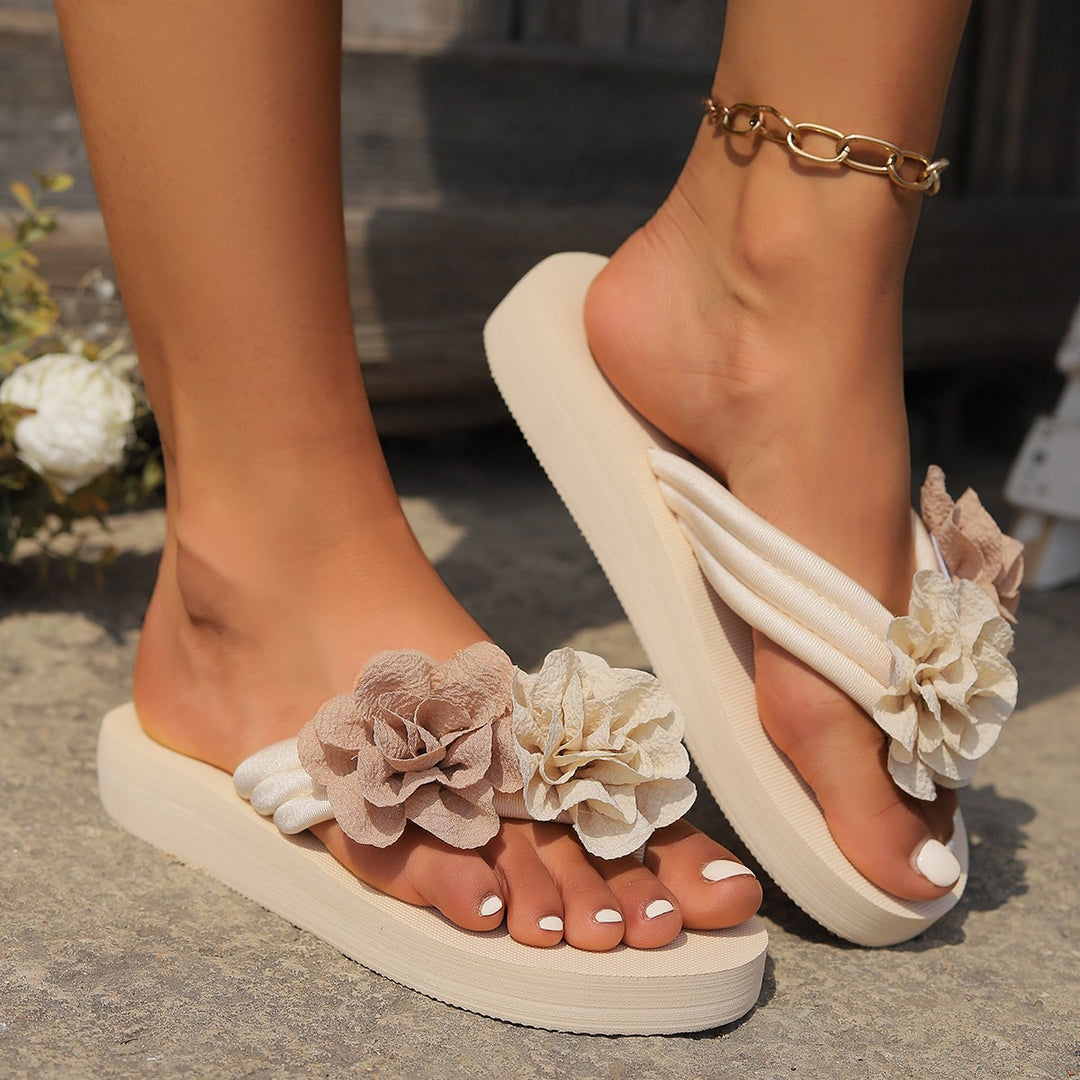 Damen bequeme Zehentrenner-Sandalen mit floralem Design R&B