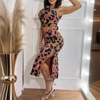 Damen Set im trendigen Animal-Print mit figurbetonter Passform und hohem Schlitz R&B