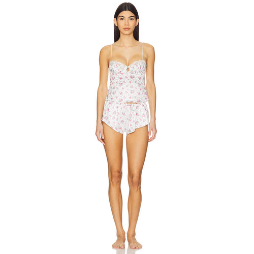 Damen Schlafset mit floralem Design und feinen Spaghettiträgern R&B