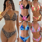 Damen Triangel-Bikini mit floralem Muster und verstellbaren Trägern R&B