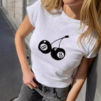 Damen Crop-Top mit floralem Grafikdruck und figurbetontem Schnitt R&B