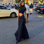 Damen elegantes Wickeloberteil mit taillierter Silhouette und fließendem Rock R&B