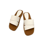 Damen modische Slide-Pantoletten mit breitem Riemen und weichem Fußbett EB