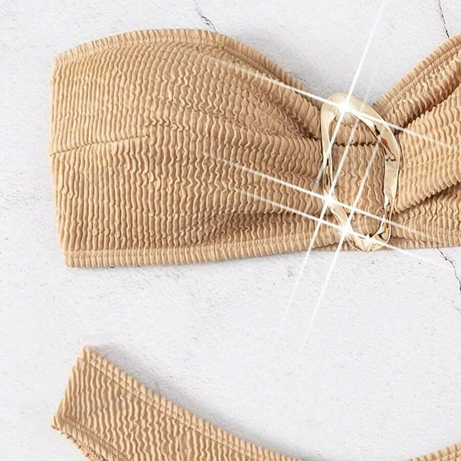 Damen Bandeau-Bikini mit modischem Knotendesign und elegantem Ringdetail R&B