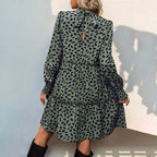 Damen lässiges Kleid mit gerafftem Design und eleganten Puffärmeln R&B