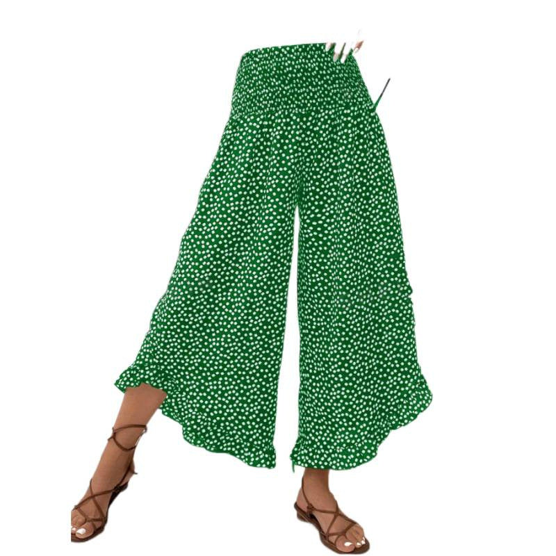 Damen Freizeithose mit weitem Bein und modernem Polka-Dot-Muster R&B
