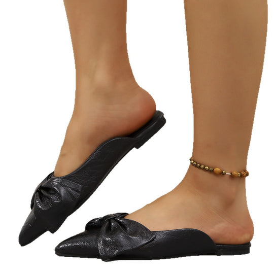 Damen elegante Slingback-Pantoletten mit glamourösem Schleifenakzent R&B