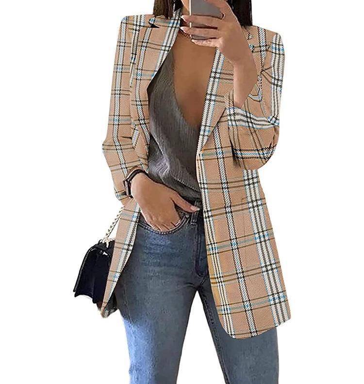 Damen Karierter Blazer mit modernem Schnitt und lässigen Details R&B