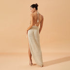 Damen figurbetontes Netzkleid mit raffiniertem Muster R&B