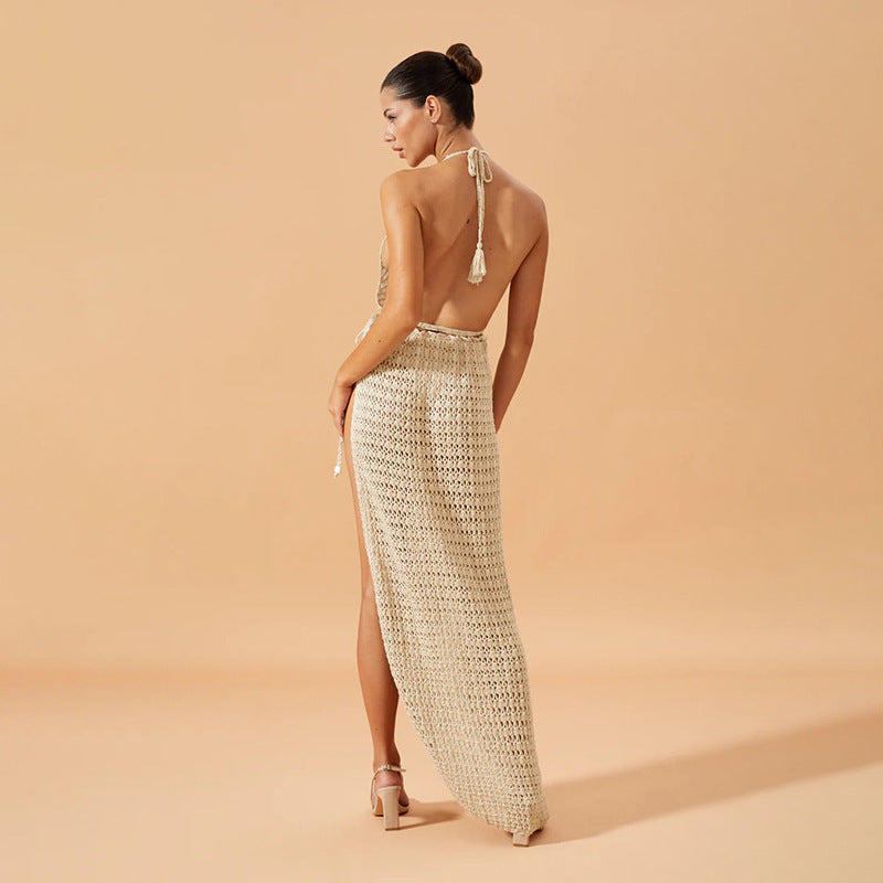 Damen figurbetontes Netzkleid mit raffiniertem Muster R&B