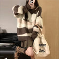 Damen Grobstrickpullover mit modischem Streifenmuster und lässigem Schnitt R&B