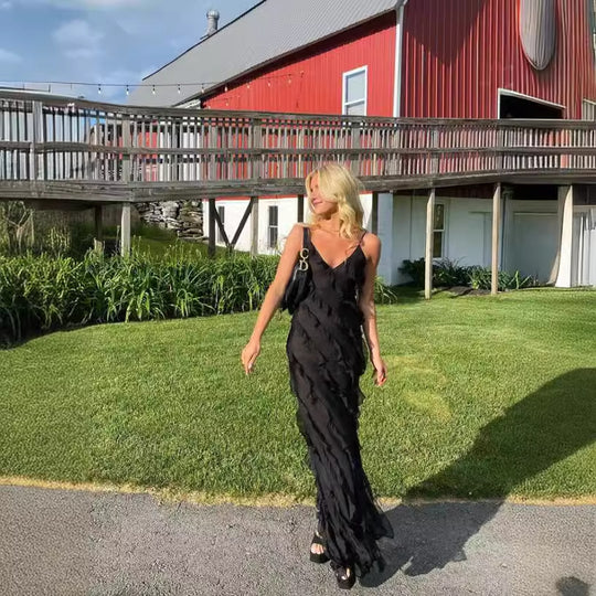 Damen Elegantes Abendkleid mit körperbetontem Schnitt und tiefem V-Ausschnitt R&B