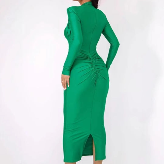 Damen Elegant anliegendes Maxikleid mit raffiniertem Drapierungsdesign R&B
