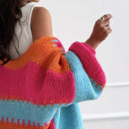 Damen farbenfroher Strickcardigan R&B