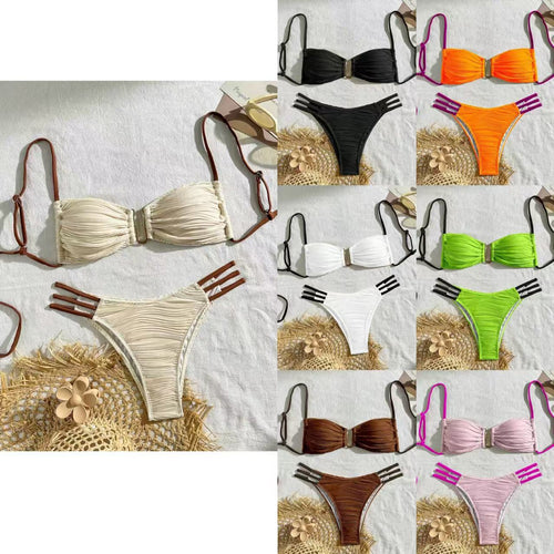 Damen Bikini-Set mit raffiniertem Falten-Design und modischen Akzenten R&B