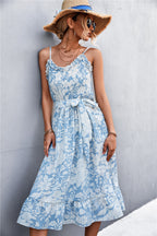 Damen Sommerkleid mit Rüschendetails und elastischem Taillenzug R&B