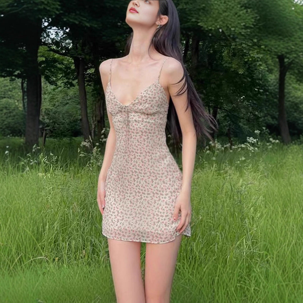 Damen Sommerliches Minikleid mit floralem Muster und Schnürung R&B