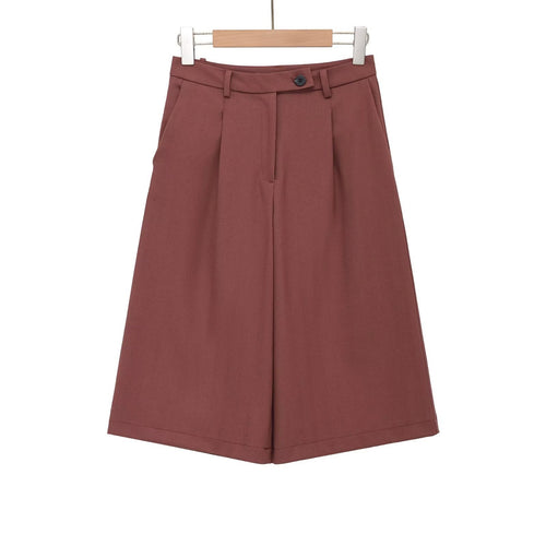Damen weite Hochbund-Shorts mit eleganter Faltenlegung R&B