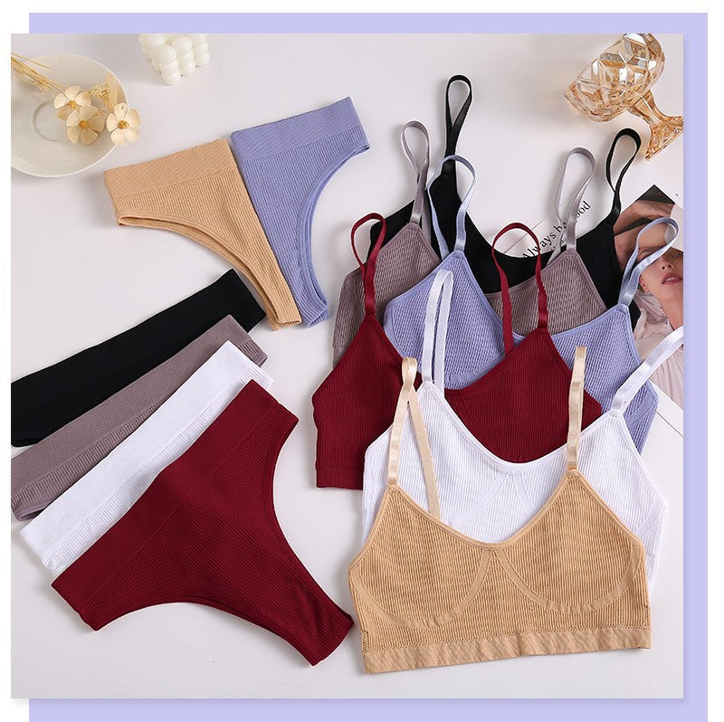Damen Unterwäsche-Set aus bequemem, elastischem Material mit elegantem Rippen-Design R&B
