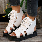 Damen trendige offene Schnürsandalen mit innovativem Cut-Out-Design R&B