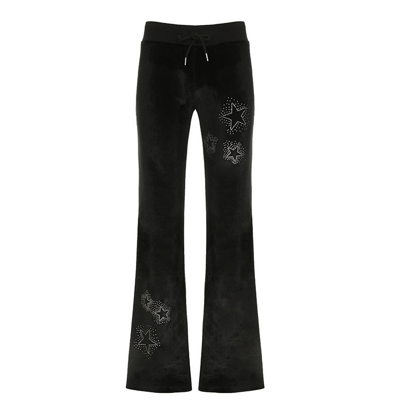 Damen Flare Jogginghose mit funkelnden Sternenapplikationen R&B