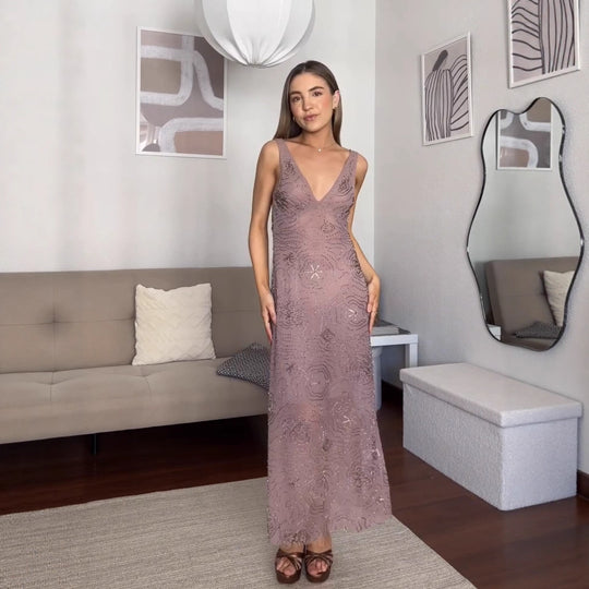 Damen Maxikleid mit aufregenden Strassverzierungen R&B