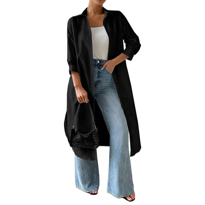 Damen Longline Button-Up Kleid R&B