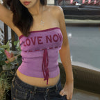 Damen lässiges Bustier-Top mit trendy Schriftzug R&B