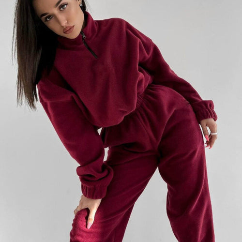 Damen Fleece-Pullover und Jogginghose mit engem Bund R&B