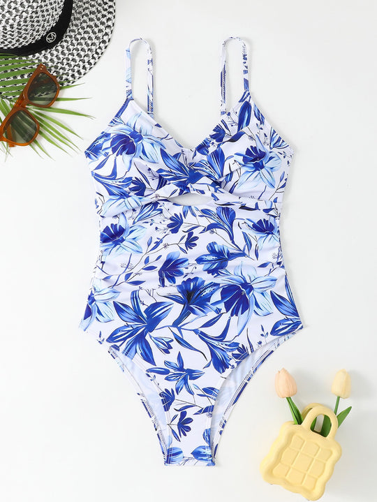 Damen Eleganter Einteiler Badeanzug mit floralem Design R&B