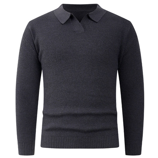 Herren eleganter Strickpullover mit modernem V-Ausschnitt und strukturiertem Design R&B