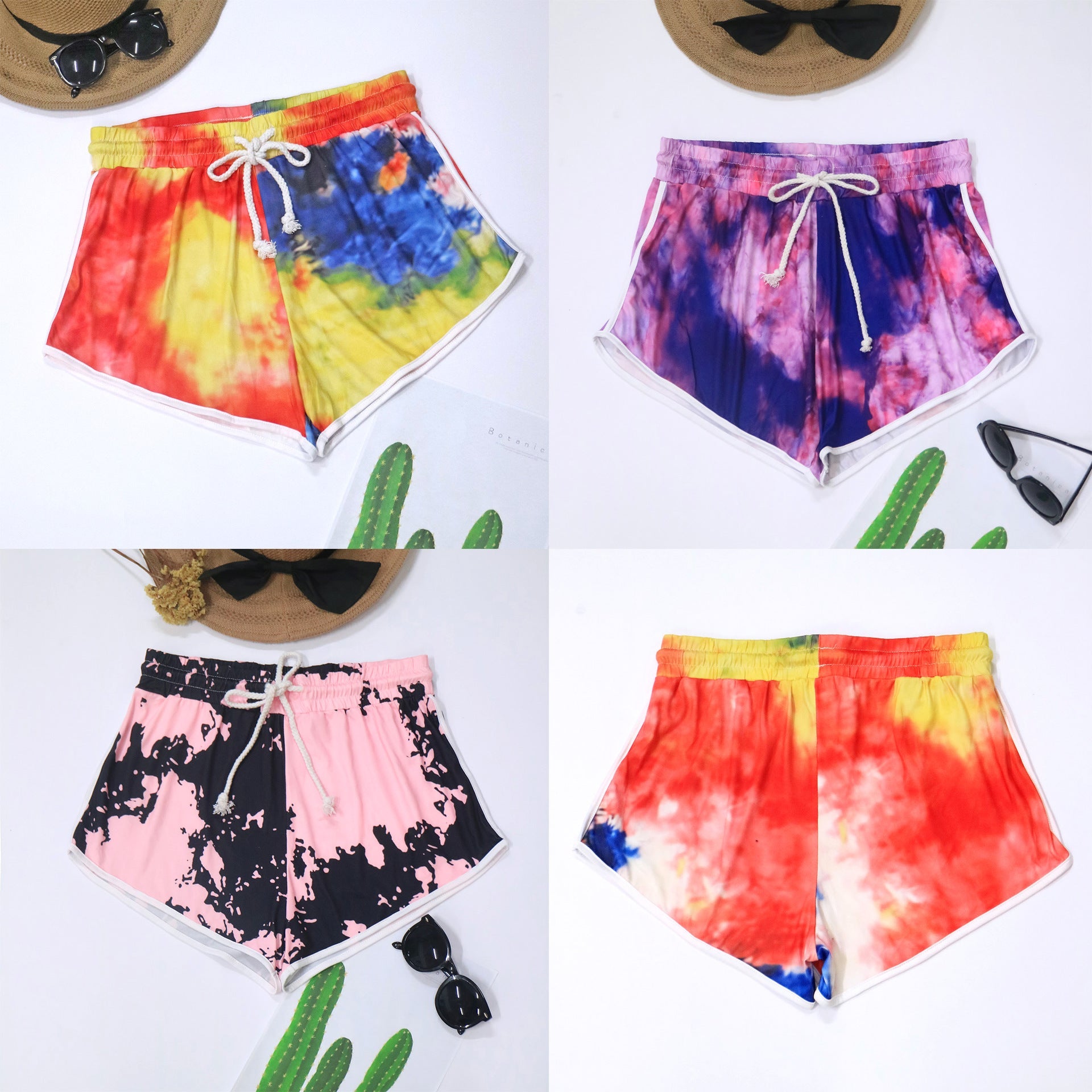 Damen lässige Badeshorts mit kreativem Farbverlauf R&B