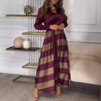 Damen Hemdblusenkleid im stylischen Streifenlook mit schickem Gürtel R&B
