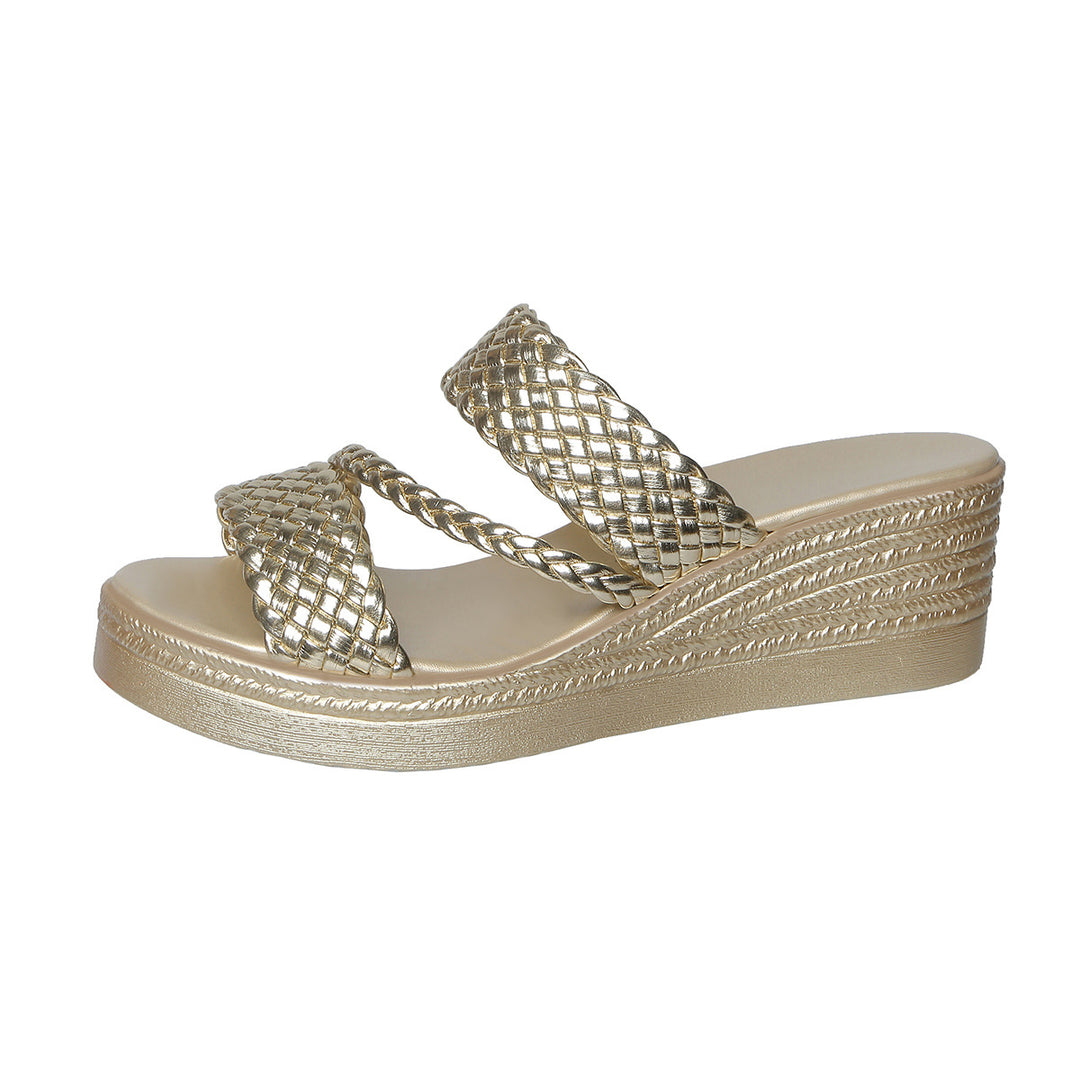 Damen Wedge-Pantoletten mit geflochtenen Riemen und ergonomischer Fußbettgestaltung R&B